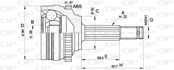 OPEN PARTS Шарнирный комплект, приводной вал CVJ5388.10